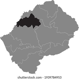 Mapa de ubicación resaltado por negros del distrito de Lesothan Berea dentro del mapa gris del Reino de Lesoto