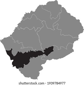 Black highlighted location map of the Lesothan Mohale's Hoek district inside gray map of the Kingdom of Lesotho