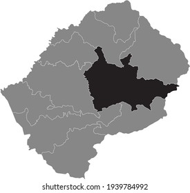 Black highlighted location map of the Lesothan Thaba-Tseka district inside gray map of the Kingdom of Lesotho