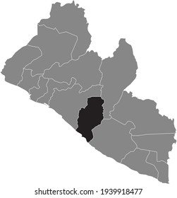 Mapa de ubicación resaltado en negro del condado de Rivercess de Liberia dentro del mapa gris de la República de Liberia