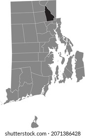 Schwarz hervorgehobene Standortkarte des Lincoln in grauer Verwaltungskarte des Bundesstaates Rhode Island, USA