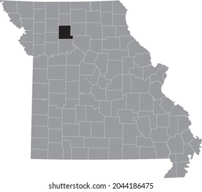Black highlighted location map of the Livingston County inside gray map of the Federal State of Missouri, USA