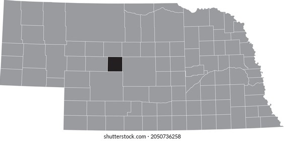 Mapa de ubicación resaltado en negro del condado de Logan dentro del mapa gris del estado federal de Nebraska, Estados Unidos