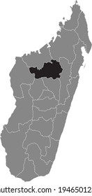 Mapa de ubicación resaltado en negro de la región malgache de Betsiboka dentro del mapa gris de la República de Madagascar