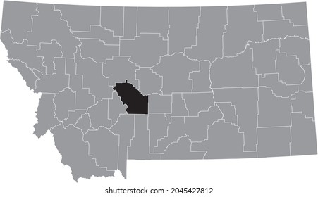 Black highlighted location map of the Meagher County inside gray map of the Federal State of Montana, USA