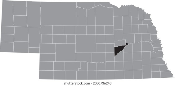 Black highlighted location map of the Merrick County inside gray map of the Federal State of Nebraska, USA