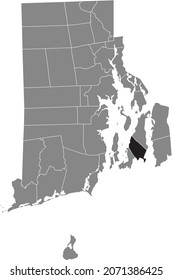 Black highlighted location map of the Middletown inside gray administrative map of the Federal State of Rhode Island, USA