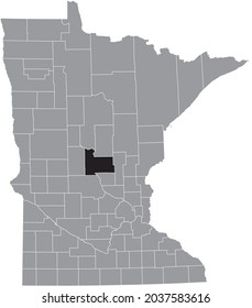 Black highlighted location map of the Morrison County inside gray map of the Federal State of Minnesota, USA