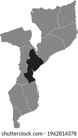 Black highlighted location map of the Mozambican Sofala province inside gray map of the Republic of Mozambique