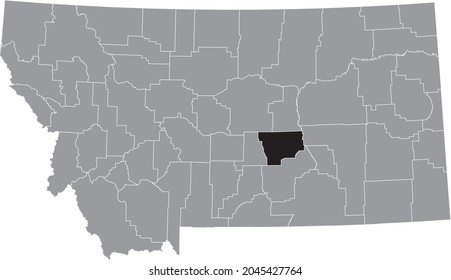 Black highlighted location map of the Musselshell County inside gray map of the Federal State of Montana, USA