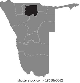 Black highlighted location map of the Namibian Oshikoto region inside gray map of the Republic of Namibia