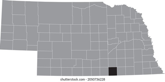 Black highlighted location map of the Nuckolls County inside gray map of the Federal State of Nebraska, USA