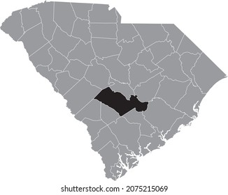 Black Highlighted Location Map Of The Orangeburg County Inside Gray Administrative Map Of The Federal State Of South Carolina, USA