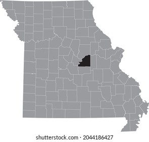 Mapa de ubicación resaltado en negro del Condado de Osage dentro del mapa gris del Estado Federal de Misuri, Estados Unidos