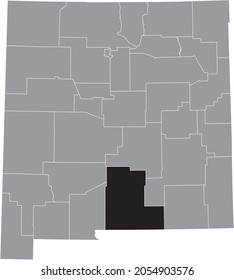 Black highlighted location map of the Otero County inside gray map of the Federal State of New Mexico, USA
