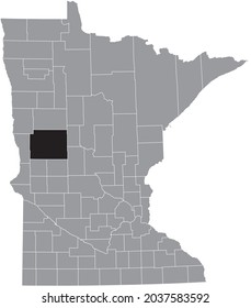 Black Highlighted Location Map Of The Otter Tail County Inside Gray Map Of The Federal State Of Minnesota, USA