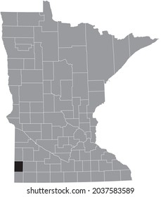 Schwarz markierte Standortkarte des Distrikts Pipestone innerhalb der grauen Karte des Bundesstaates Minnesota, USA