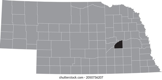 Mapa de ubicación resaltado en negro del Condado de Polk dentro del mapa gris del Estado Federal de Nebraska, Estados Unidos