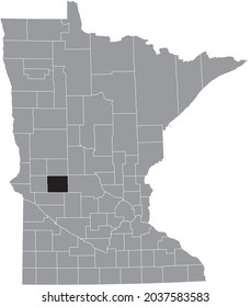Black highlighted location map of the Pope County inside gray map of the Federal State of Minnesota, USA
