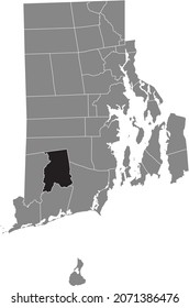 Black highlighted location map of the Richmond inside gray administrative map of the Federal State of Rhode Island, USA
