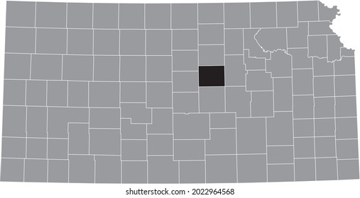 Black highlighted location map of the Saline County inside gray map of the Federal State of Kansas, USA