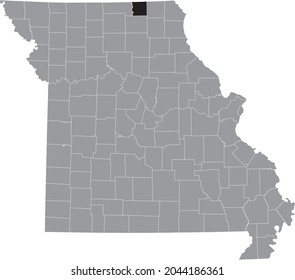 Schwarz markierte Standortkarte des Schuyler County in grauer Karte des Bundesstaates Missouri, USA