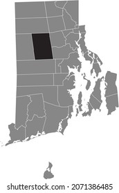 Black highlighted location map of the Scituate inside gray administrative map of the Federal State of Rhode Island, USA