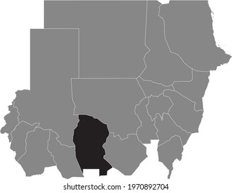 Black highlighted location map of the Sudanese West Kordofan state inside gray map of the Republic of Sudan