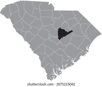 Black highlighted location map of the Sumter County inside gray administrative map of the Federal State of South Carolina, USA
