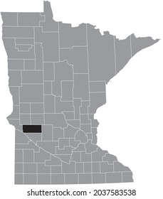 Black Highlighted Location Map Of The Swift County Inside Gray Map Of The Federal State Of Minnesota, USA