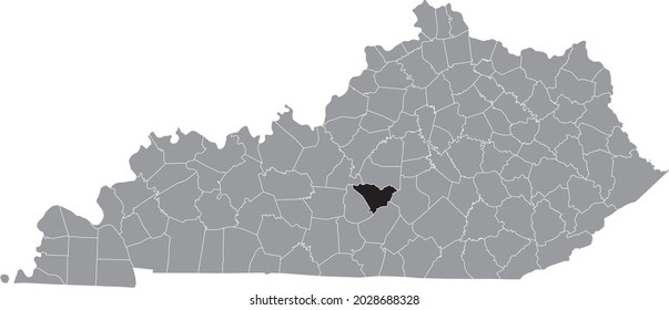 Black highlighted location map of the Taylor County inside gray map of the Federal State of Kentucky, USA