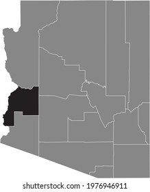 Black highlighted location map of the US La Paz county inside gray map of the Federal State of Arizona, USA