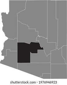 Black highlighted location map of the US Maricopa county inside gray map of the Federal State of Arizona, USA