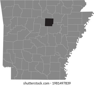Black highlighted location map of the US Cleburne county inside gray map of the Federal State of Arkansas, USA