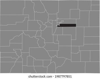 Mapa de ubicación resaltado en negro del condado Arapahoe de EE. UU. dentro del mapa gris del estado federal de Colorado, EE.