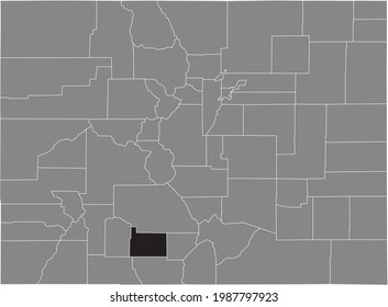 Black highlighted location map of the US Rio Grande county inside gray map of the Federal State of Colorado, USA