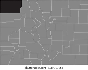 Mapa de ubicación resaltado en negro del condado Moffat de EE. UU. dentro del mapa gris del Estado Federal de Colorado, EE.