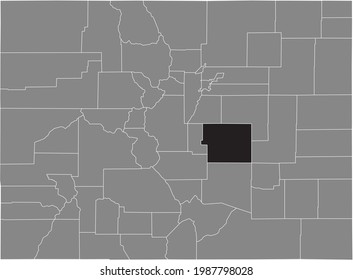 Black highlighted location map of the US El Paso county inside gray map of the Federal State of Colorado, USA