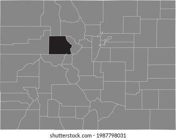 Black highlighted location map of the US Eagle county inside gray map of the Federal State of Colorado, USA
