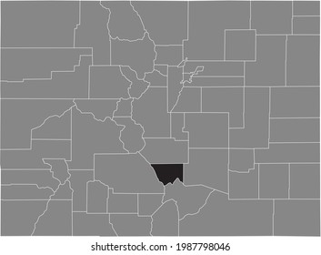Black highlighted location map of the US Custer county inside gray map of the Federal State of Colorado, USA