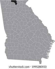 Mapa de ubicación resaltado en negro del condado de Fannin de los EE.UU. dentro del mapa gris del Estado Federal de Georgia, EE.UU.