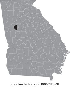 Black highlighted location map of the US Fayette county inside gray map of the Federal State of Georgia, USA