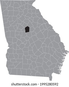 Black highlighted location map of the US Jasper county inside gray map of the Federal State of Georgia, USA