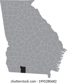 Black highlighted location map of the US Thomas county inside gray map of the Federal State of Georgia, USA