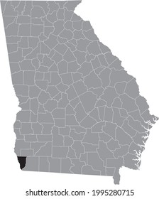 Black highlighted location map of the US Seminole county inside gray map of the Federal State of Georgia, USA