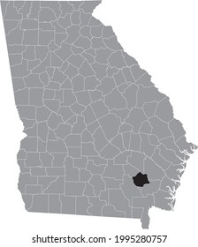 Black highlighted location map of the US Pierce county inside gray map of the Federal State of Georgia, USA