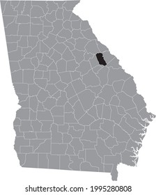 Black highlighted location map of the US McDuffie county inside gray map of the Federal State of Georgia, USA