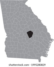 Black highlighted location map of the US Laurens county inside gray map of the Federal State of Georgia, USA