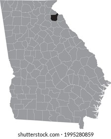Black highlighted location map of the US Franklin county inside gray map of the Federal State of Georgia, USA