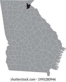 Black highlighted location map of the US Habersham county inside gray map of the Federal State of Georgia, USA